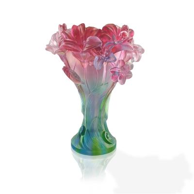 China Middle East Infuriate Beautifully Crystal Daffodils Medkhan Flower Burner Handmade High Cost Effective Crystal Daffodils Vase Gift Colorful Liuli for sale