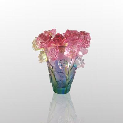 China Europe Rose Shaped Vase Crystal Crafts for High End Home Decor for sale