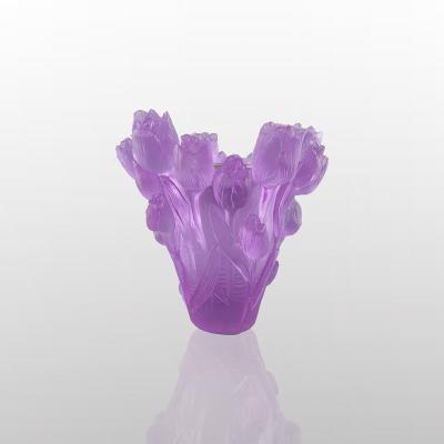 China Middle Eastern Tulip Shape Purple Crystal Vase Can Be Used High Grade As Crystal Arabic Burner for sale