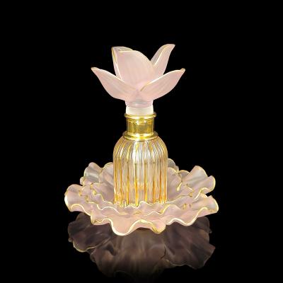 China Wholesale Luxury Europe 50ml 100ml 150ml Arabia Style Glass Bottle Perfume Bottle Gold Painted For Gift for sale