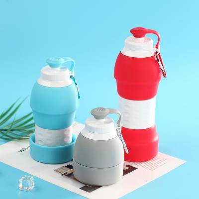 China Amazon Sustainable Food Grade Silicone 580Ml Water Cup Folding Water Bottle Eco-Friendly Portable Silicone for sale