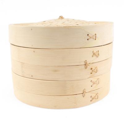 China Sustainable Large Steam Wok Bambu Seat Chinese Cooking Dumpling For Sale Commercial Rice 3 Tier Food 16Inch 10 Inch Bamboo Basket 12Inch for sale