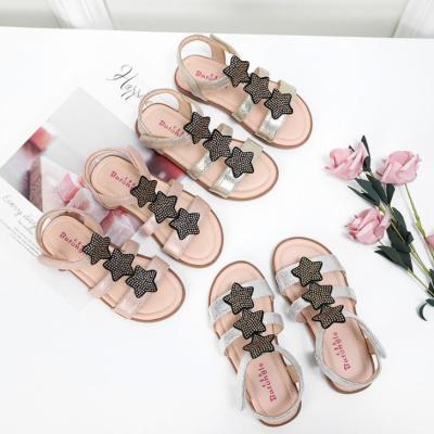 China Guangzhou fashion Diamond Pentacle Ballet Sandals High Quality Breathable T Word Soled Thick Cork Girl Sandals for sale