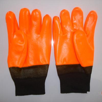 China Anti-Slip Foam Grease Monkey Fluorescent PVC Coated Work Gloves for sale