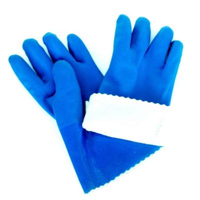 China Anti-Slip Cotton Lined Gauntlet PVC (Polyvinyl Chloride) Gloves For Fishing Industry for sale