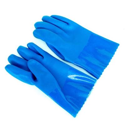 China Blue Color Anti-Slip Fishing Gloves For Working PVC Gloves for sale