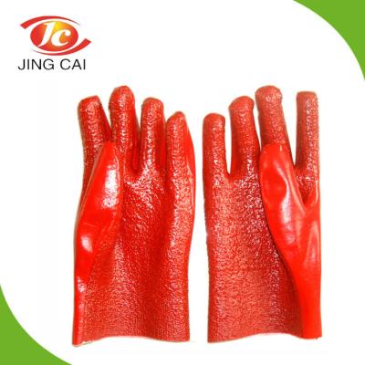 China Acid Red Alkali Resistance 27cm PVC Coated Resistant Glove Safety Glove Manufacturers for sale