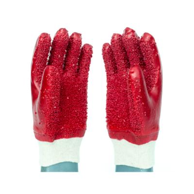 China Heavy Industry JingCai Alkali-Resistance Grease-proofness PVC Industrial Work Alkali-proof Paper Glove Anti Slip Gloves for sale