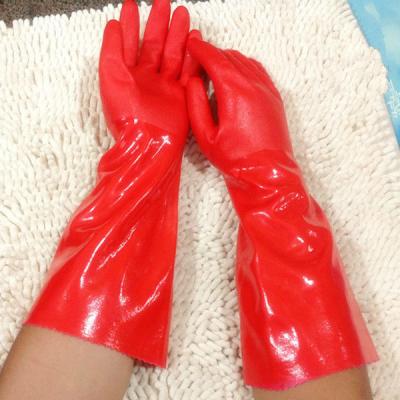 China Heavy Industry JingCai 2021hot Sale Red PVC Coated Safety PVC Chemical Resistant Gloves for sale