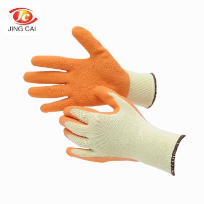 China JingCai 13 gauge heavy industry nylon latex palm rubber hand protection coated safety gloves for sale