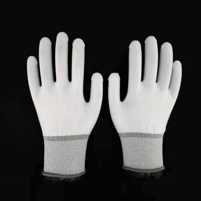 China White Polyester 13G Shell PU Coating Work Gloves Anti-Slip for sale