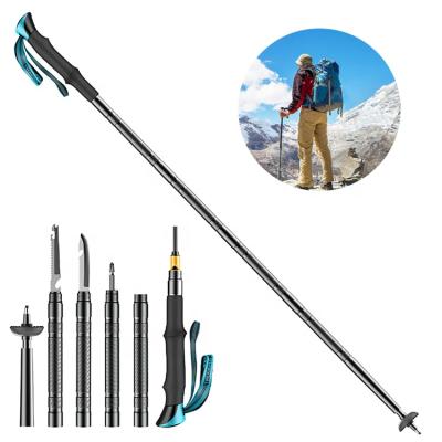 China KingGear Collapsible Telescopic Trekking Poles Aluminium Multifunctional Tactical Walking Stick for sale