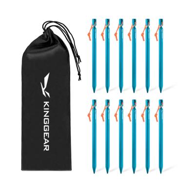 Китай KingGear Camping Nail 7075 Aluminum Outdoors Tent Stakes Ultralight Tri-Beam Tent Pegs with Reflective Rope продается