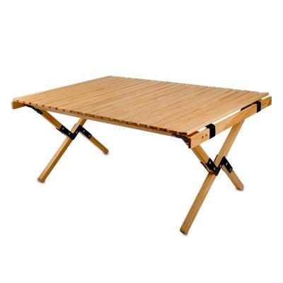 China KingGear Outdoor luxury Picnic BBQ Portable Folding Roll Top Wood Camping Table à venda