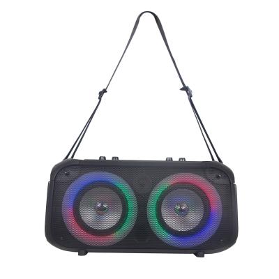 China Video Portable Sound Blue Box Party Sound Karaoke Radio USB Subwoofers Call DJ Active Speaker Led Lights J B L With 2pcs Wireless MIC for sale