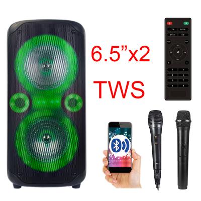 China Video Call TWS Dual 6.5 Inch Portable Professional Rechargeable Multifunctional Wireless BoomBox With Color LED Light BT Party Speaker for sale