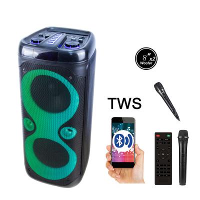 China Deluxe Video Call Maker TWS 2X8 Inch Led Large Lightweight Portable Party Speaker DJ Bass Partybox 110 Karaoke Cart Bluetooth BT Speaker for sale