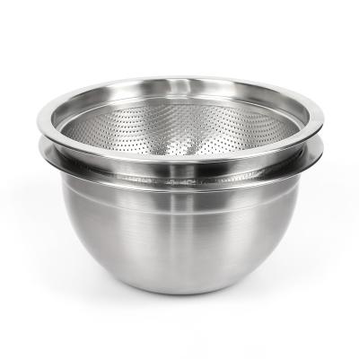 China Multi Function Sustainable Wash And Collapsible Mixing Bowl 18/10 Stainless Steel Strainer Colander for sale