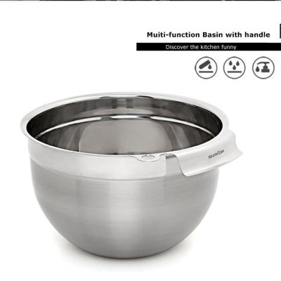 China Italy Quality 18/10 Stainless Steel Salad Bowl Mixing Bowl Beat Egg Viable Pots Cooking And Basin Cooking Bowl With Handle for sale