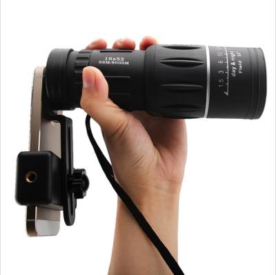 China High Quality Focus BAK4 Monocular Dual 16x52 Mobile Phone Monocular Telescope + Mobile Phone Tripod for sale