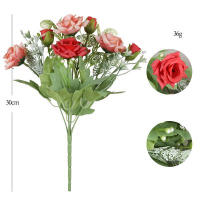 China Wholesale Home Office Decoration Office Plant Artificial Silk Flower Bouquets For Bridal Fake Simulated Bouquet Wedding Indoor Home Decor Flower Bouquet for sale