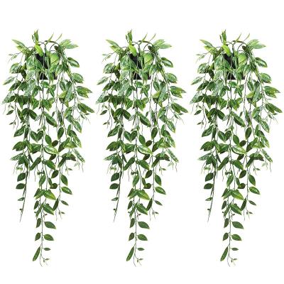 China Wholesale Home Office Decoration Wall Hanging Potted Plant Artificial Green Plants For Wall Hanging Vine Decorative Indoor Artificial Plastic Bonsai for sale