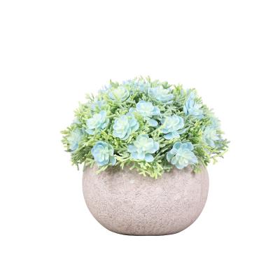 China Wholesale Artificial Potted Plants Home Office Decoration Small Plastic Faux Greenery For Office Decor Mini Faux Plant Grass Round Office Plants for sale