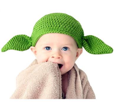 China COMMON high quality handmade warm hat winter crochet baby yoda hat protein cotton children hat for sale