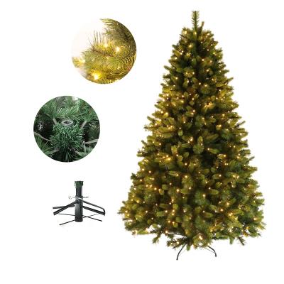 China 210cm Luxury Mixed Christmas Decoration Leaf Decorative Christmas Tree With Warm White LED Lights Outdoor Decorative Christmas Tree for sale