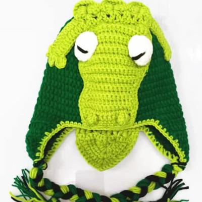 China 100% Handmade Funny Crocodile Monster Crochet Baby Shape Winter COMMON Animal Hats for sale