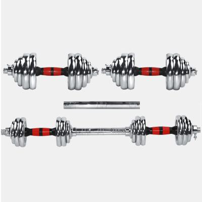 China Durable Cast Iron Electroplating Dumbbell For Gym Weightlifting Chrome Plated Adjustable Barbells Dumbbell Set for sale