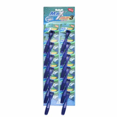 China Triple Blade MAX Navy Blue Display Card 12 Piece 3 Blade Razor for sale