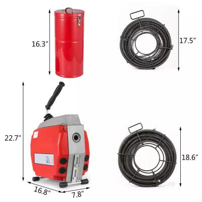 China Stocked 20mx22mm &20mx16mm Spirals Electric Drain Cleaner Machine for sale