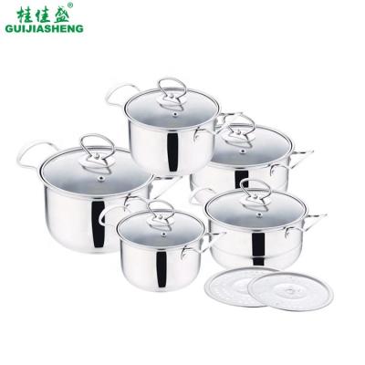 China Cheap 16-24CM Cookware Sets Stainless Steel Multiple Cooking Pot with Steamer Kitchen Non Stick Soup Pot for Customized Logo for sale