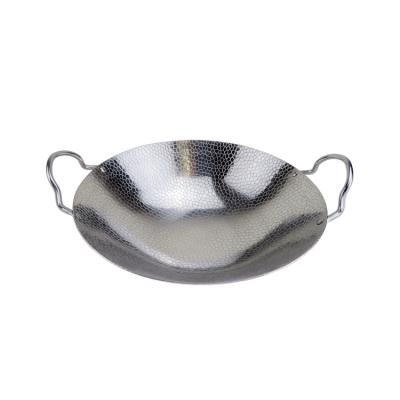 China Seafood cooking pot thick stainless steel paella pan with two handles small metal wok portable outdoors camping hiking pot for sale