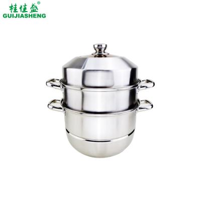 China Large Stainless Steel Metal Single Bottom Food Steamer with Inner Steamer Grid and Tempered Glass Steel Combined Cover for sale