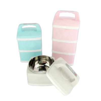 China Square plastic personalized lunch box for adult 304 stainless steel termal insulated tiffin box colored food carrier with handle Te koop