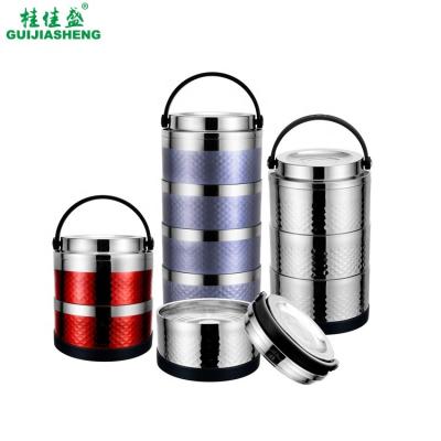 China Lunch Box Container 1/2/3/4 Layers Insulated Hot Food Carrier Colorful Stainless Steel Metal Food Storage Container for sale