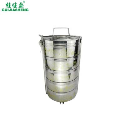 China Large Stackable Indian Take Away Metal Food Box Tiffin Carrier 2/3/4/5 Layers Stainless Steel Double Walls Lunch Box for sale