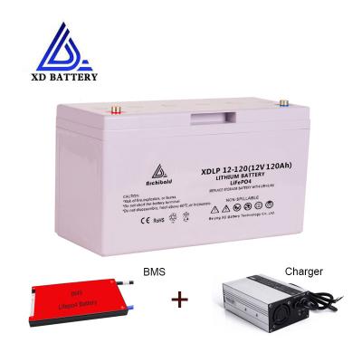 China Deep cycle battery 12V lithium ion batteries factory direct high capacity lithium iron phosphate lifepo4 120ah 12v with bms and charger for sale