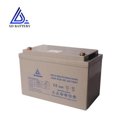 China Hot selling UPS lithium ion batteries gel 12v 100ah solar panel battery rechargeable lead acid battery for sale