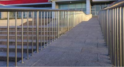 China Satin Polished Stainless Steel Handrails 304 SS Outdoor Glass Railing for sale