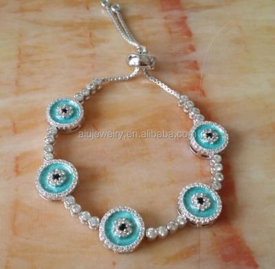 China 925 sterling silver evil eye bracelet, hamsa opal bracelet for sale