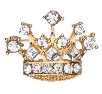 China Trendy Fashion Customized Crystal Women Crown Brooch With Gold Plated for sale