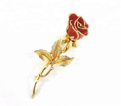 China No Nickel And No Lead Yellow Gold Popular Enamel Pink Brooch for sale