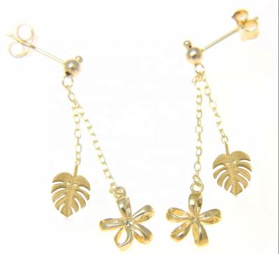 China BOHEMIA Customized Bohemia14kt Gold Plated Polynesian Hawaiian Monstera Leaf Earring for sale