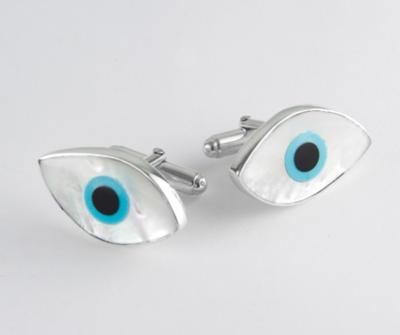 China No Nickel And No Lead Customized Sterling Silver Mother Pearl Shell Evileye Cufflink for sale