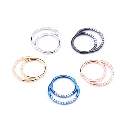 China No Nickel And Lead Titanium Anodizing G23 Nose Ring Body Jewelry G23 Nose Ring CZ Piercing Jewelry for sale