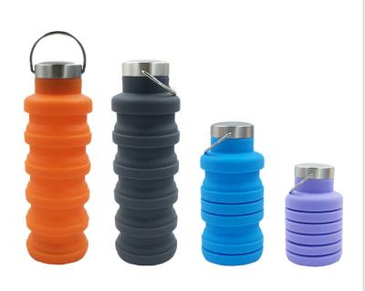 China 500ml Viable In Stock Silicone Cup Sports Creative Water Bottle Customizable Folding Outdoor Telescopic Silicone Water Cup for sale