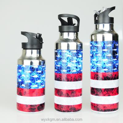 China Custom Logo 350ml/500ml/600ml/750ml Double Wall Stainless Steel Durable Outdoor Vacuum Insulated Sport Water Bottle With Lid for sale